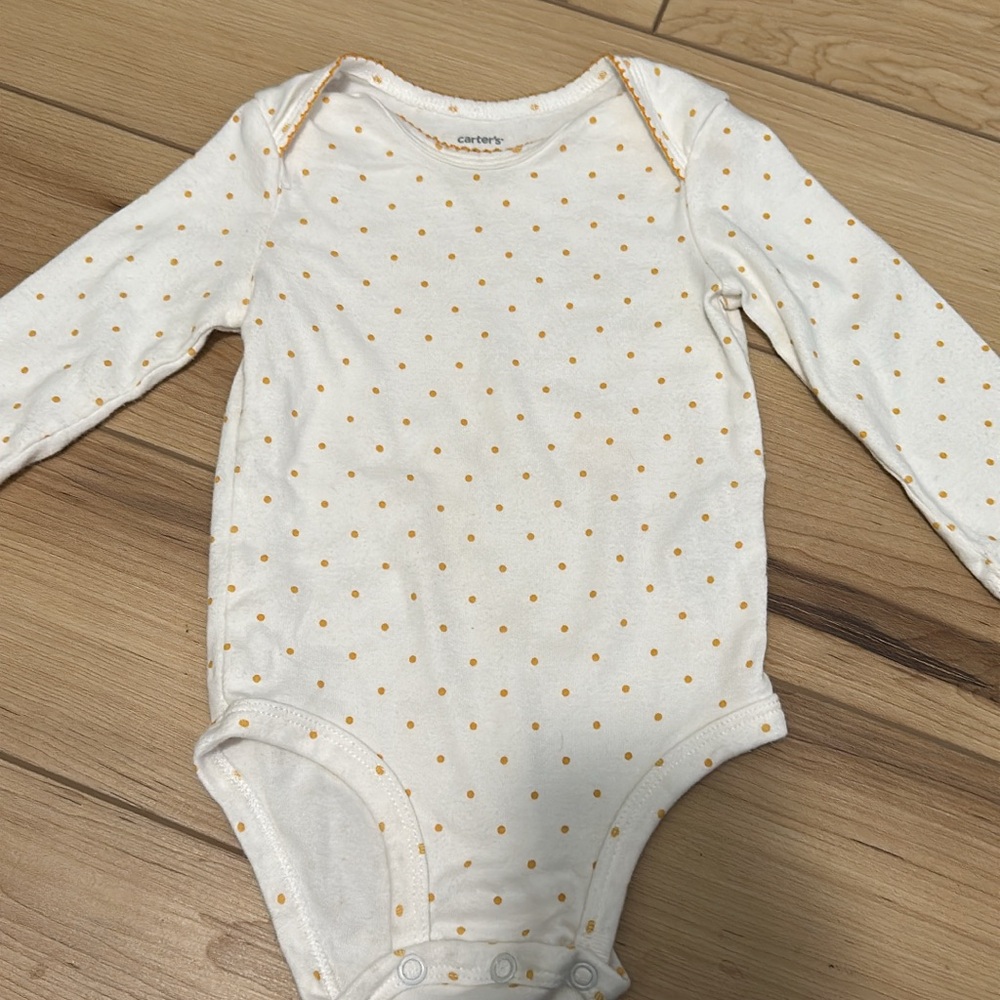Carter's White and Orange Bodysuit with Polka Dots